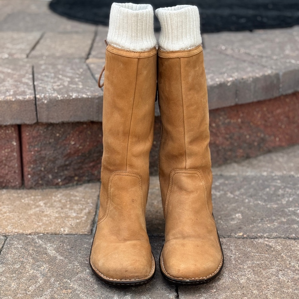 UGG Tan Suede Tall Sweater Cuff Boot Sz 10